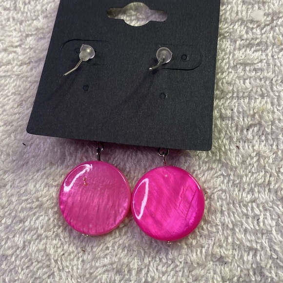 Pink Dangle Earrings Fish Hook - Picture 3 of 4